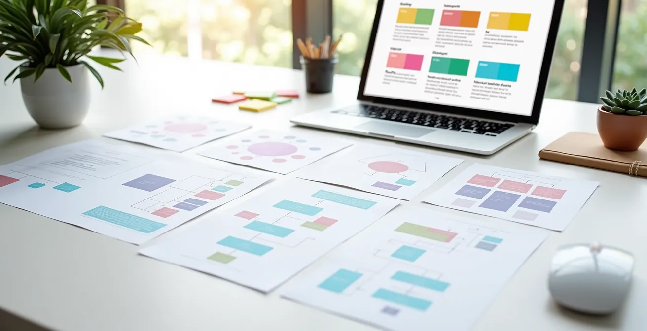 Structure visuelle d'un site de mariage avec navigation simplifiée et hiérarchie claire