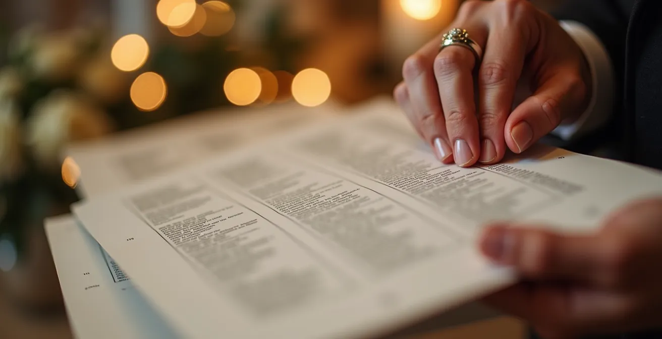 Coordination discrète du jour J avec témoin organisant en arrière-plan